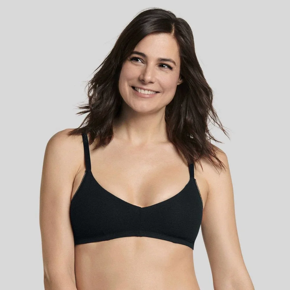 Jockey Generation Retro Ribbed Stretch Bralette Black Lounge NWT $12 Size Medium